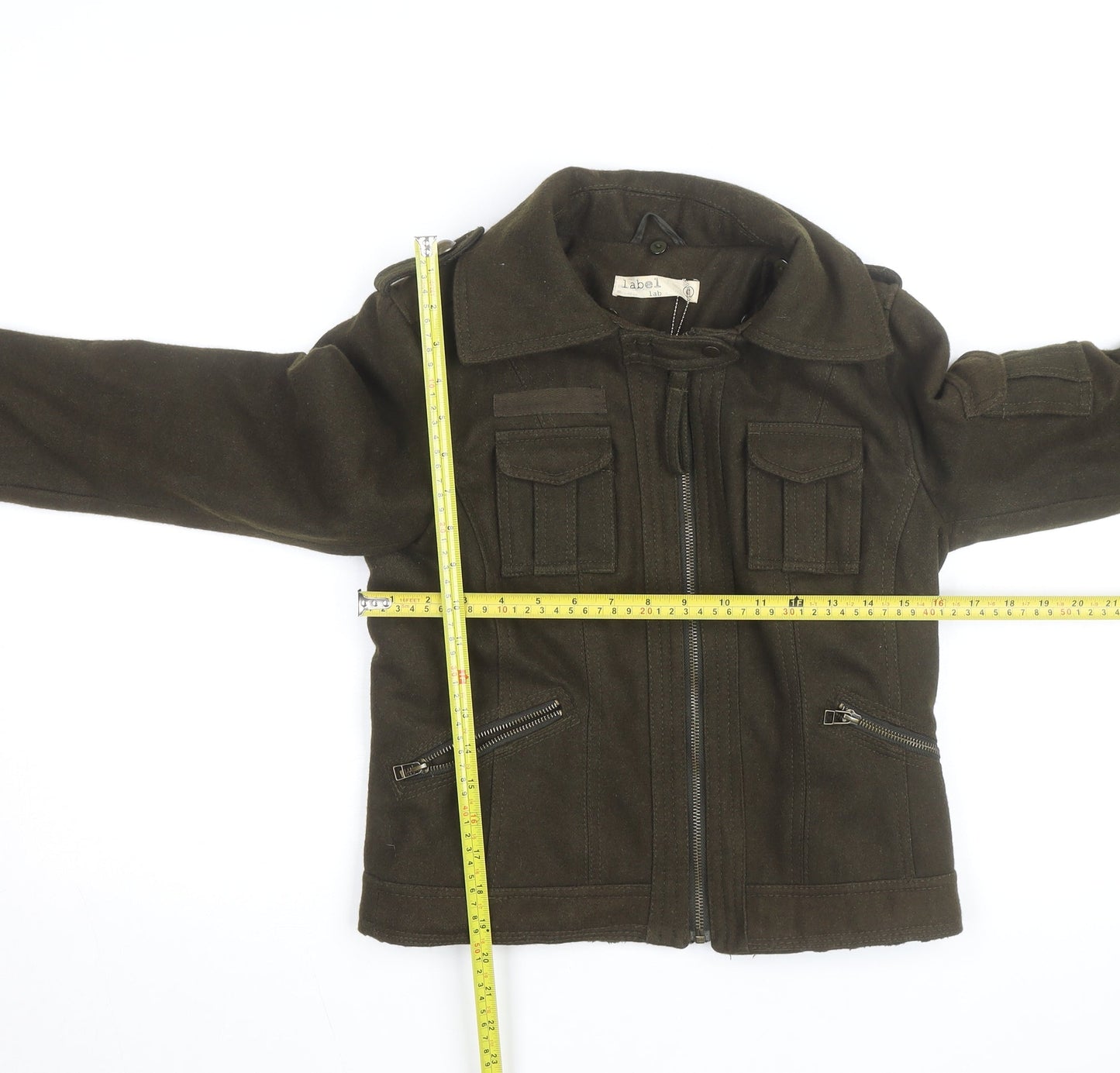 Label Lab Women Brown Wool Military Jacket Size 6