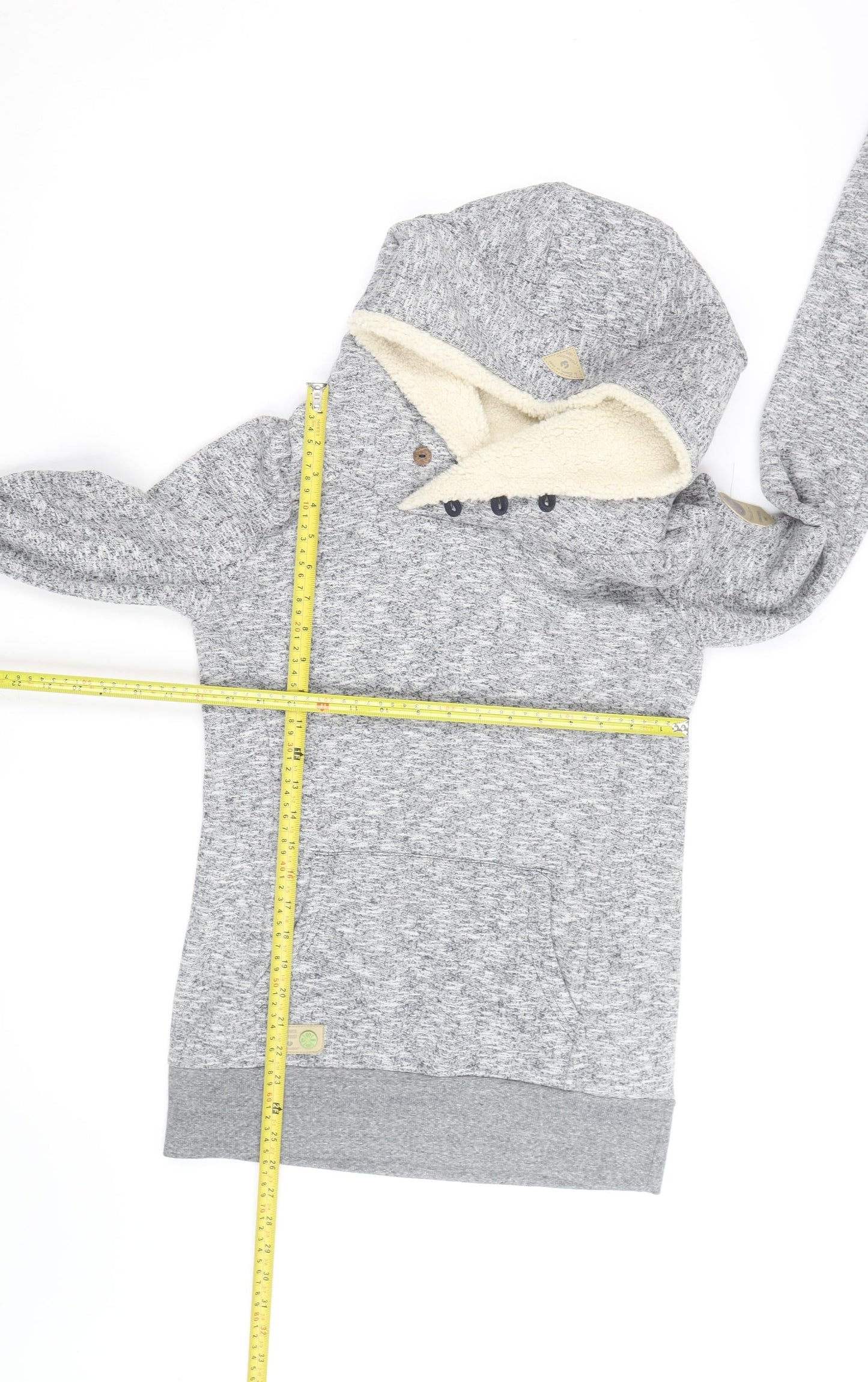 Ragwear Women’s Grey Button Neck Hooded Pullover Sweatshirt S