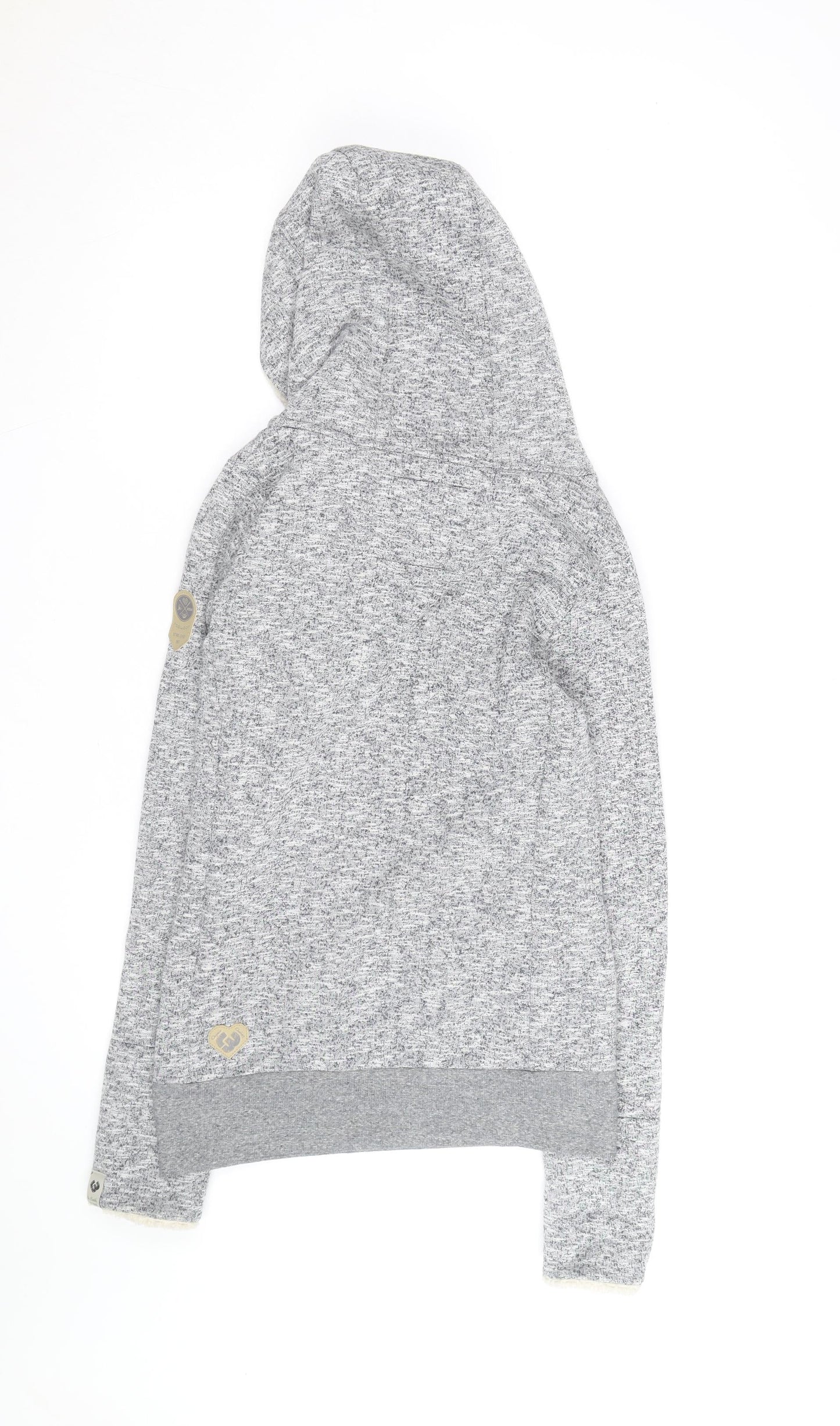 Ragwear Women’s Grey Button Neck Hooded Pullover Sweatshirt S
