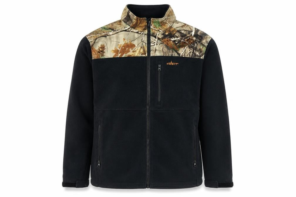 Habit Men's Black Camo Fleece Active Jacket Size L Regular Fit