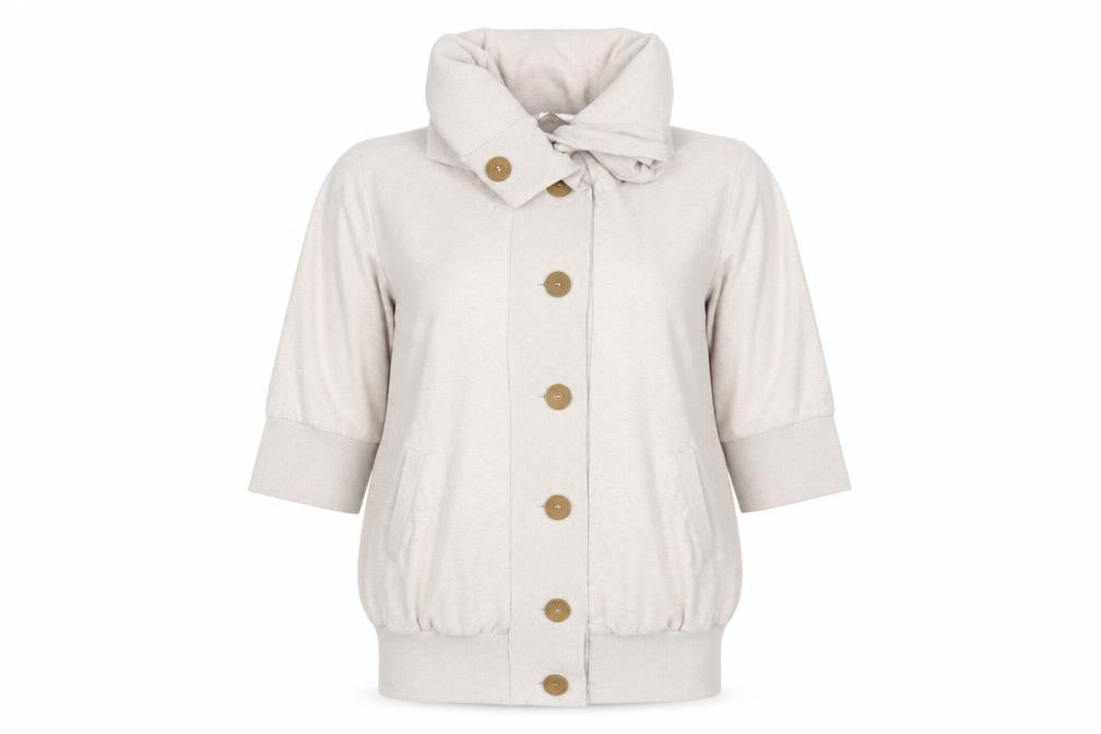 New Look Women Beige Cotton Blend Cowl Neck Button Cardigan Size 14