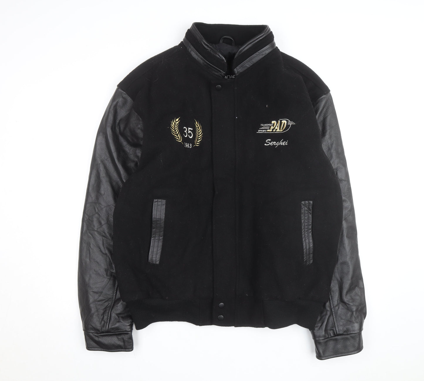 Canada Sportswear Men’s Black Varsity Jacket XL Wool Leather Trim