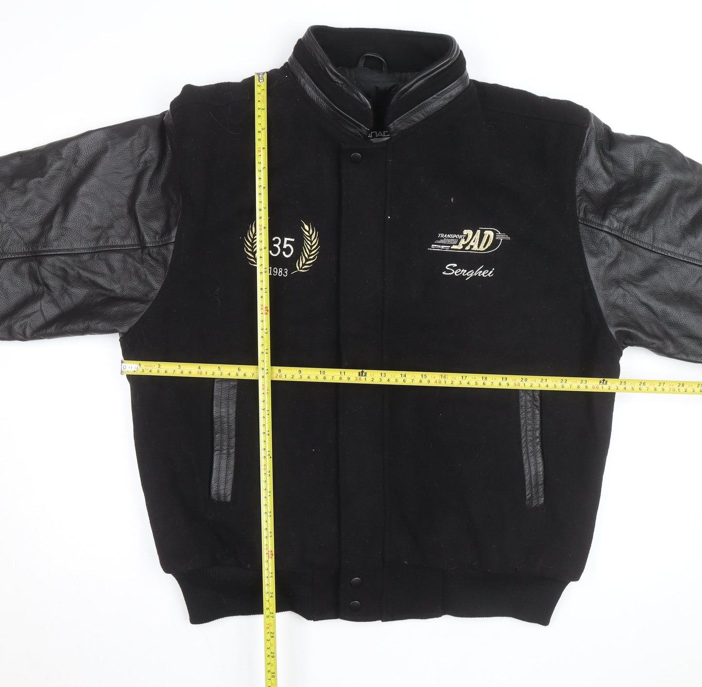 Canada Sportswear Men’s Black Varsity Jacket XL Wool Leather Trim