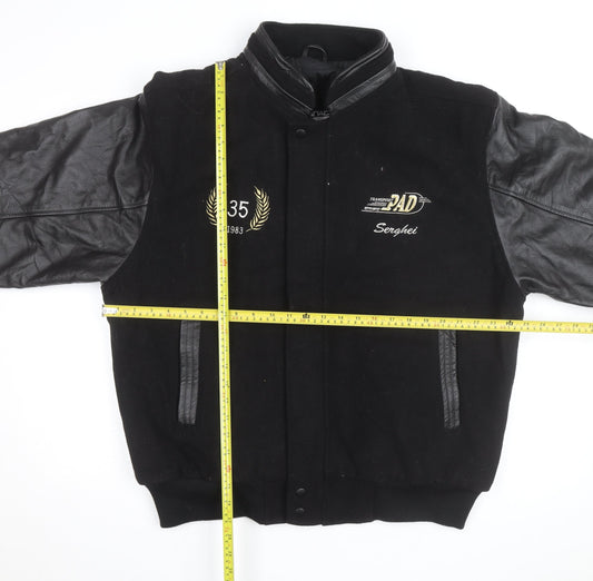 Canada Sportswear Men’s Black Varsity Jacket XL Wool Leather Trim