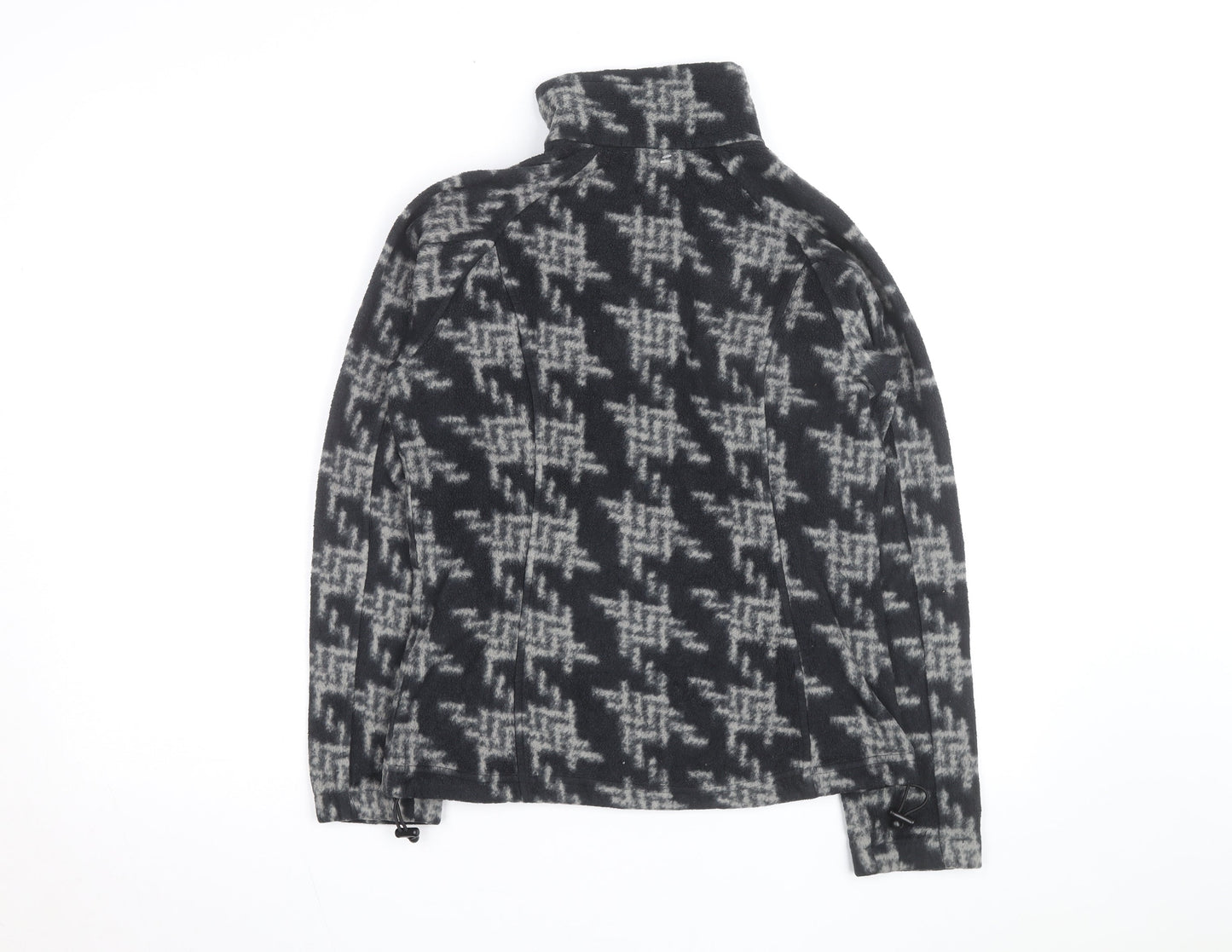 Columbia Boys Black Houndstooth Fleece Zip Jacket M Hiking Outdoor