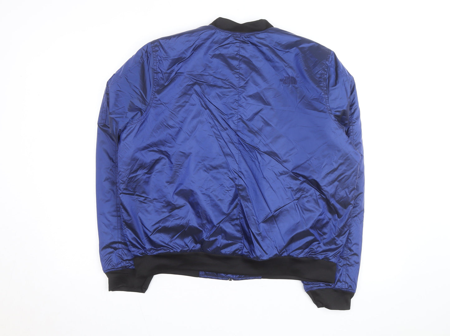 The North Face Womens Blue Bomber Jacket Size L Quilted Zip Up