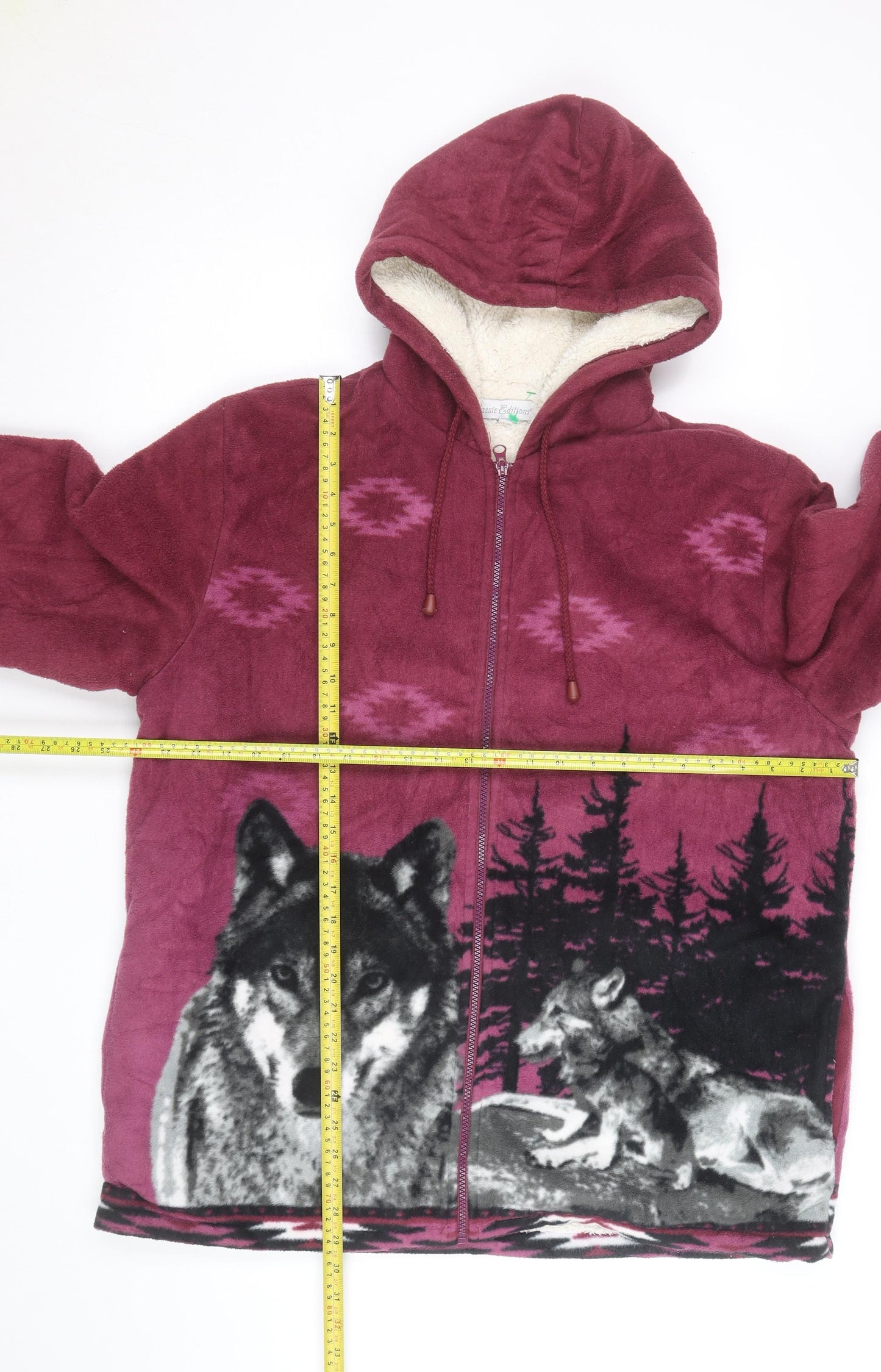 Classic Editions Men's Red Wolf Fleece Full Zip Hoodie L