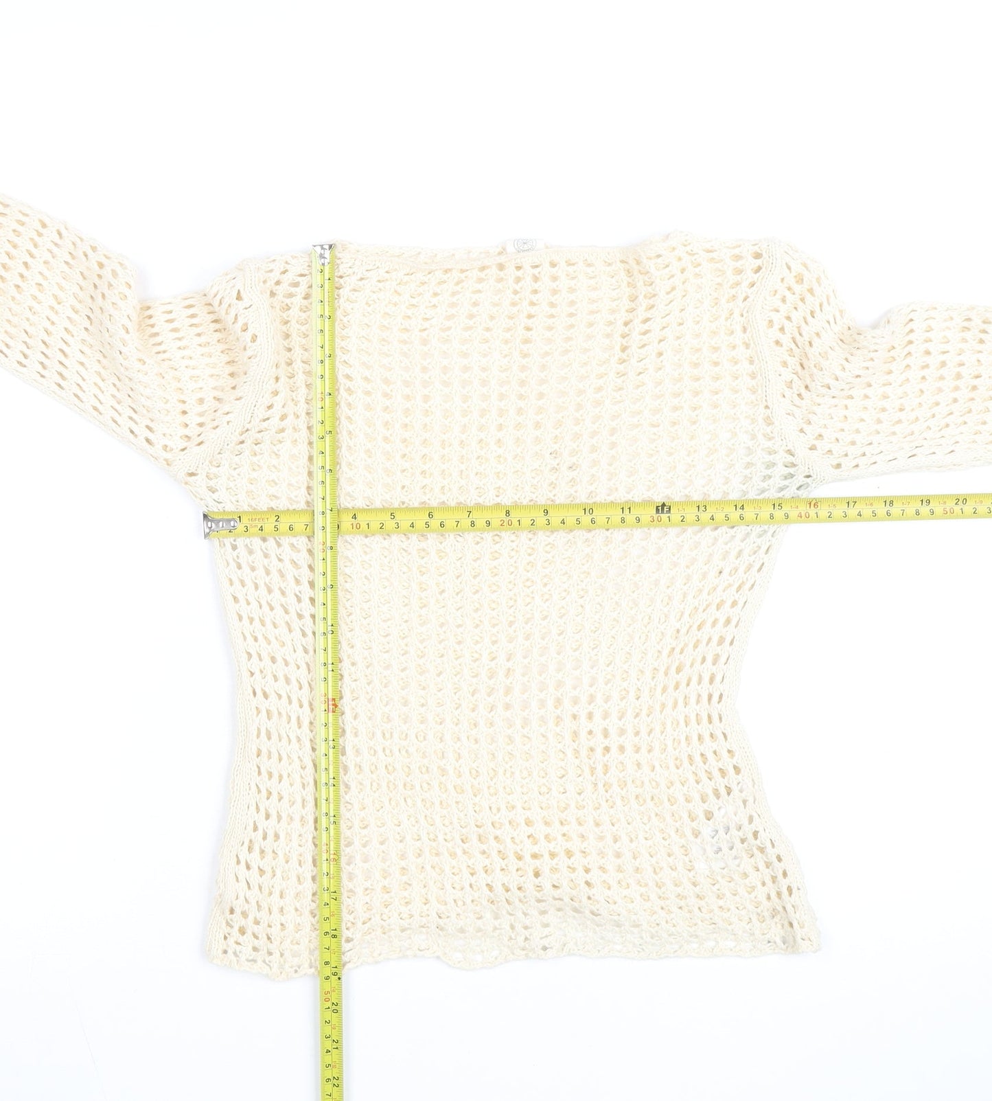 Urban Outfitters Women Ivory Open-Knit Crochet Jumper Size S