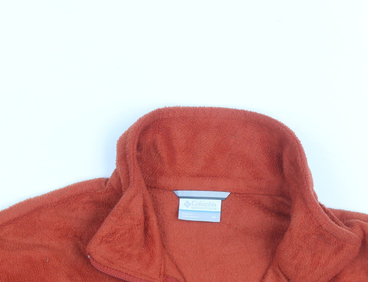 Columbia Men's Orange Fleece Full Zip Jacket Size M Outdoor Hiking