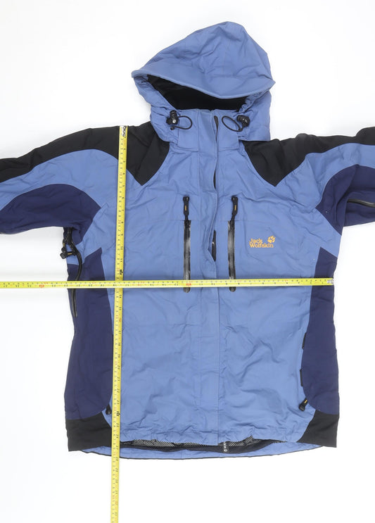 Jack Wolfskin Women Blue Waterproof Hooded Parka Jacket Size 14-16