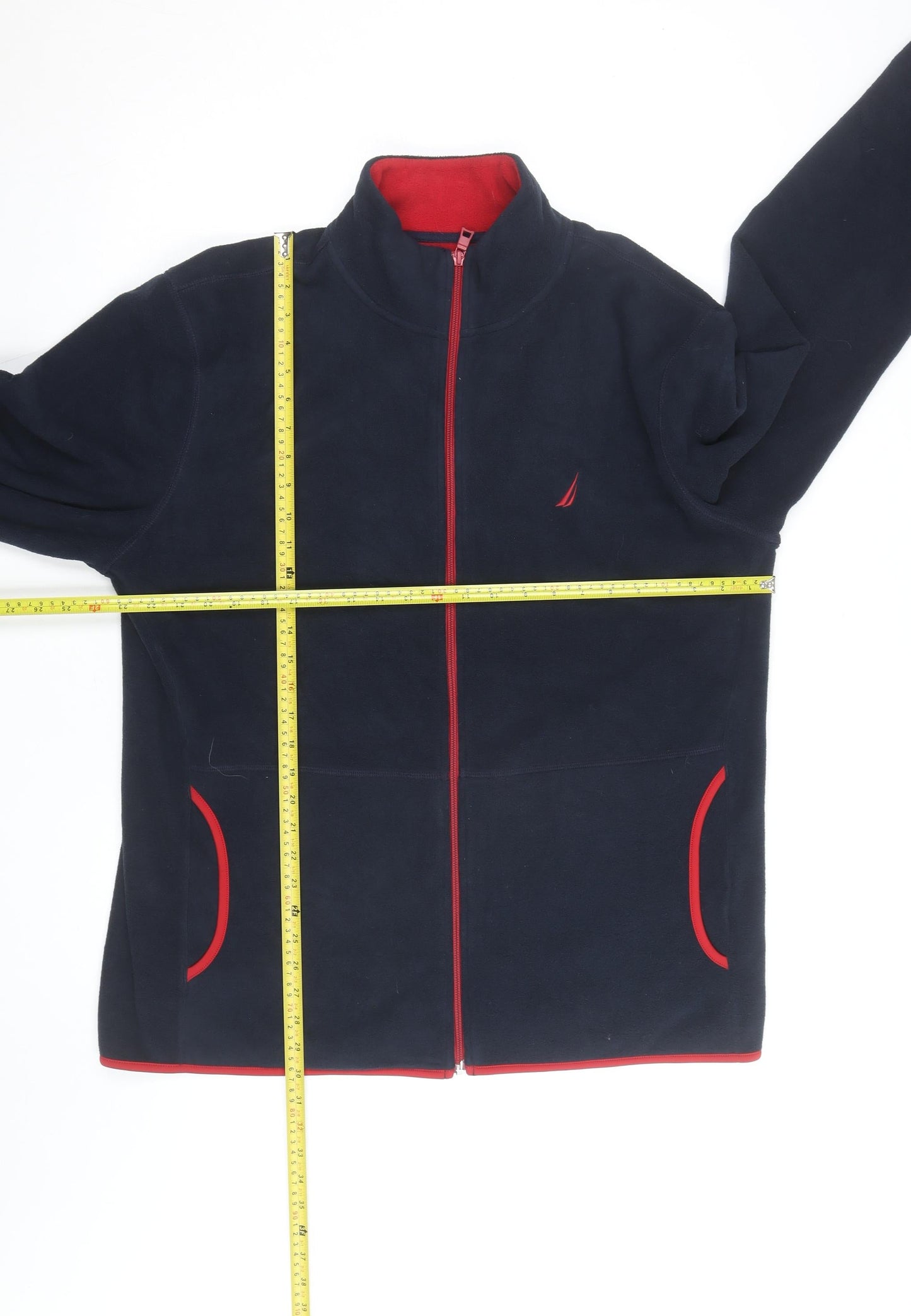 Nautica Men's Blue Red Fleece Full Zip Jacket XL