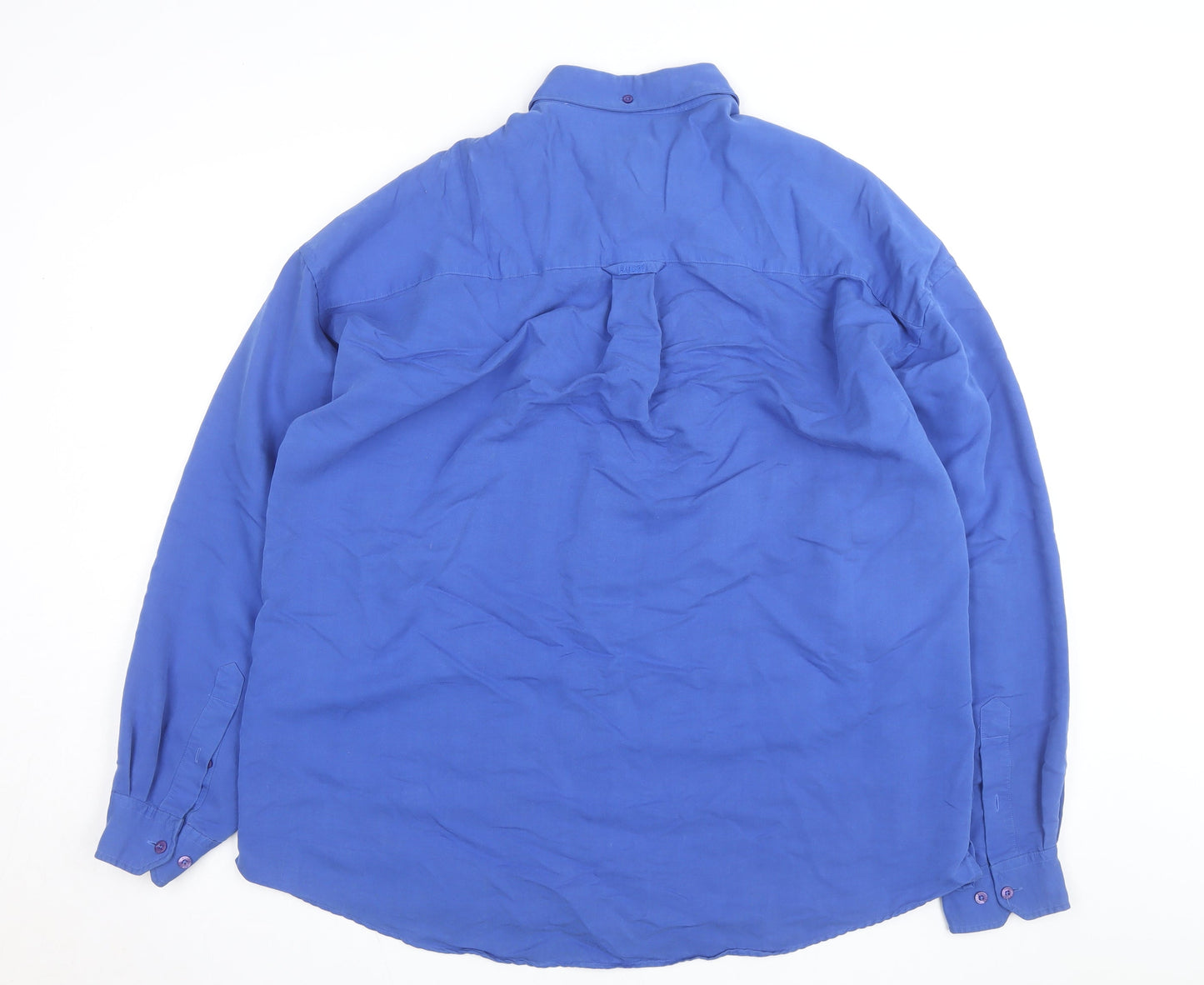 André Men's Blue Long Sleeve Regular Fit Button-Up Shirt Size L