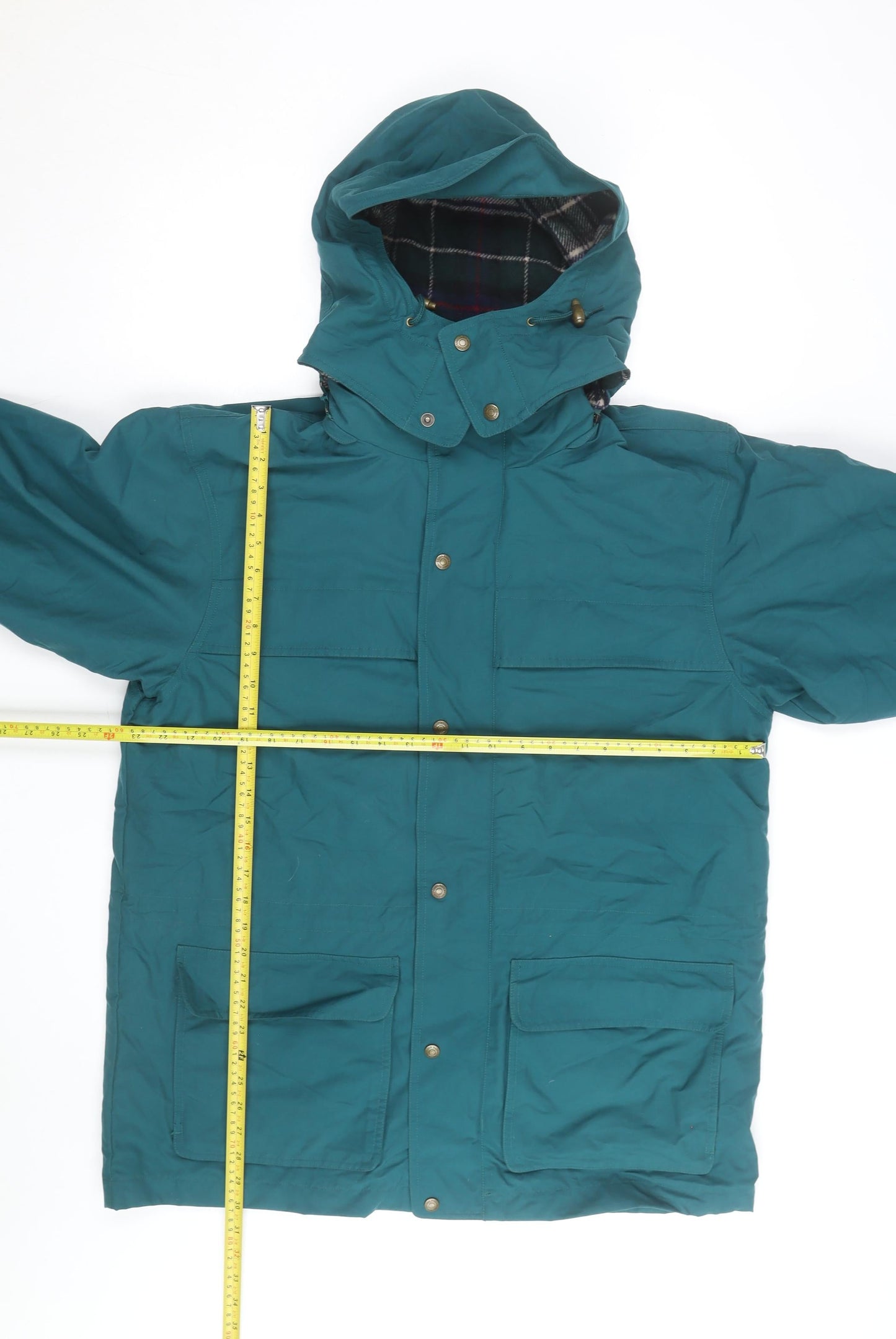 Eddie Bauer Men's Green Nylon Parka Jacket M Hooded Lined