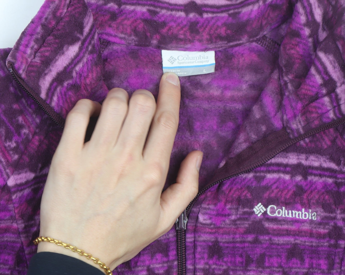 Columbia Women's Purple Fleece Full Zip Jacket L Lightweight Outdoor