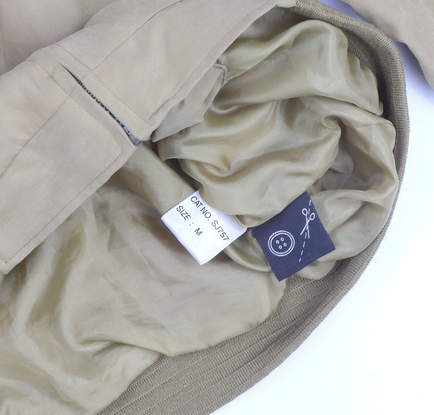 Aldon Men's Beige Bomber Jacket M Collared Full Zip Casual Outerwear