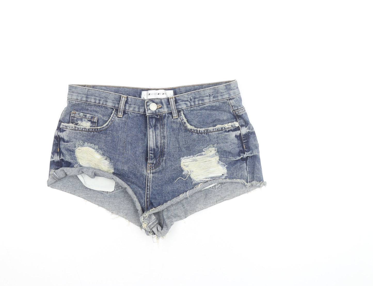 Light Before Dark Womens Blue Denim Hot Pants Shorts Size M
