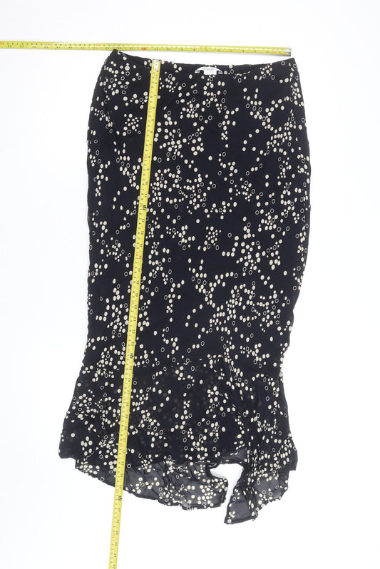 J Taylor Women's Black Polka Dot Midi Trumpet Skirt Size 14