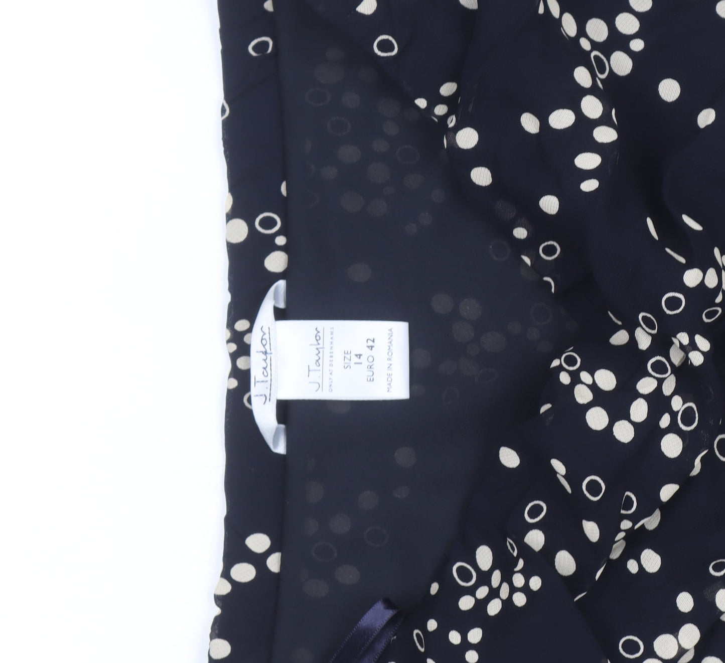 J Taylor Women's Black Polka Dot Midi Trumpet Skirt Size 14