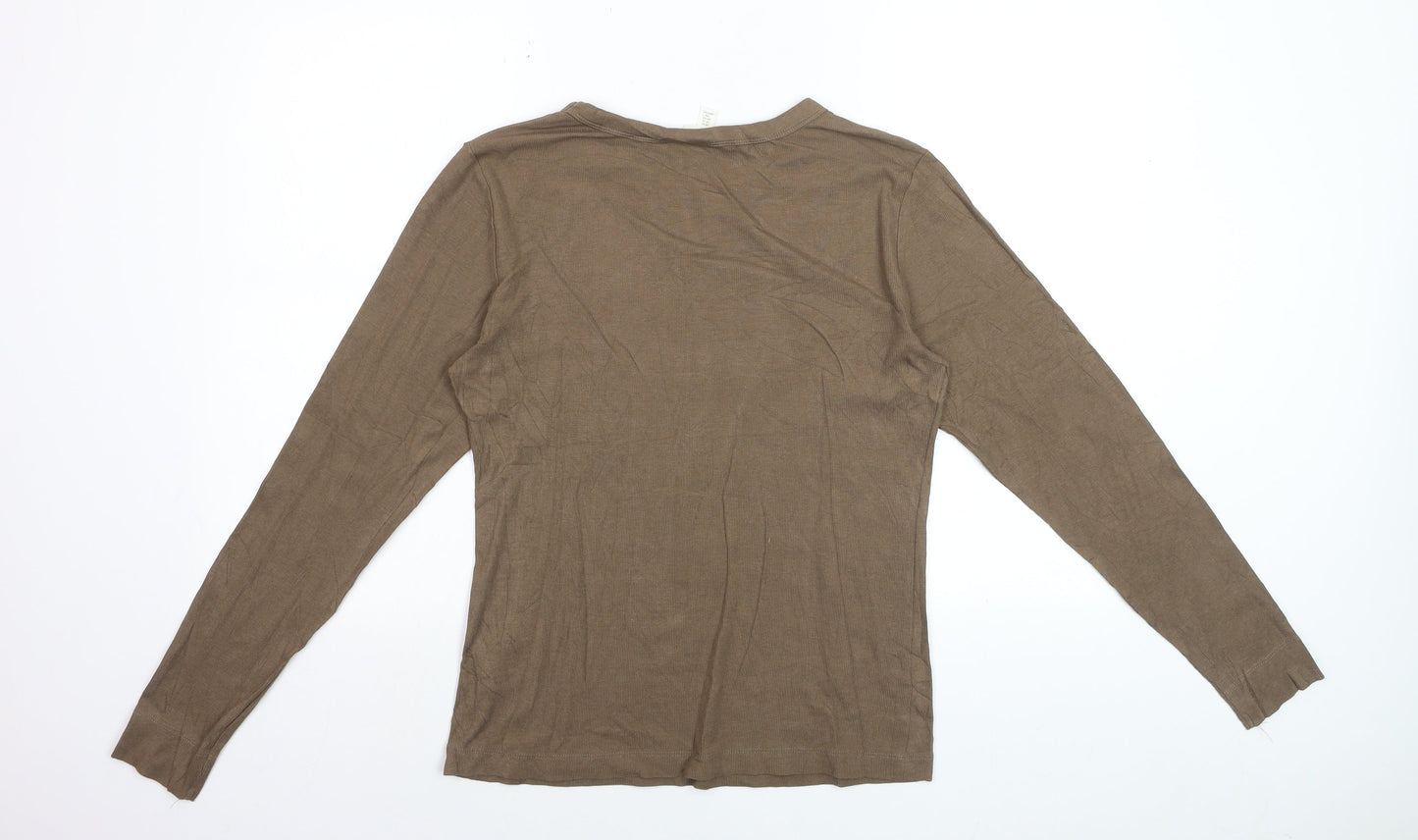 H&M Women Brown Basic Long Sleeve Jersey T-Shirt XL