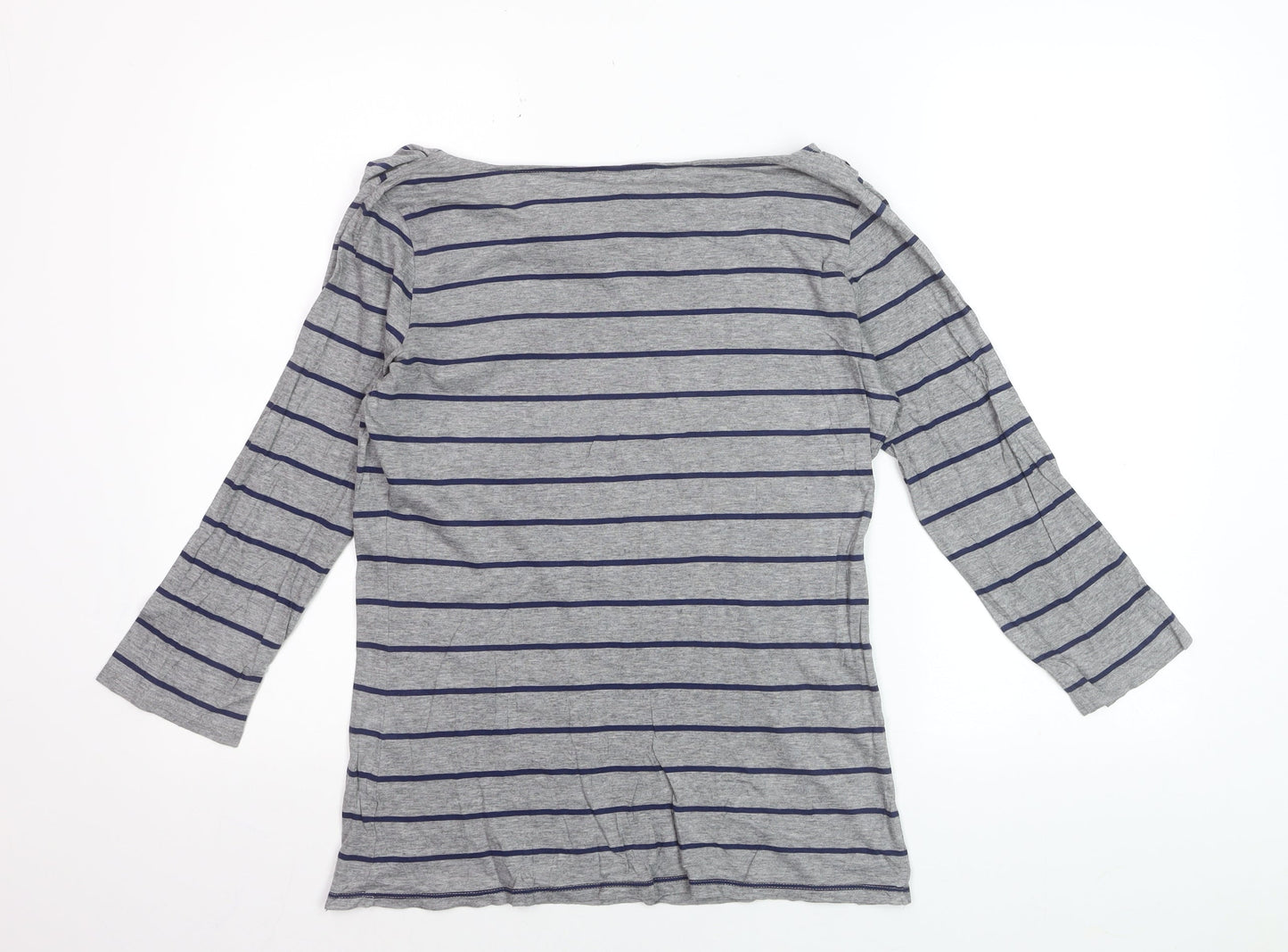 Gap Women’s Grey Striped Boat Neck 3/4 Sleeve Jersey Top Size M