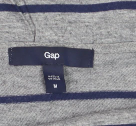 Gap Women’s Grey Striped Boat Neck 3/4 Sleeve Jersey Top Size M