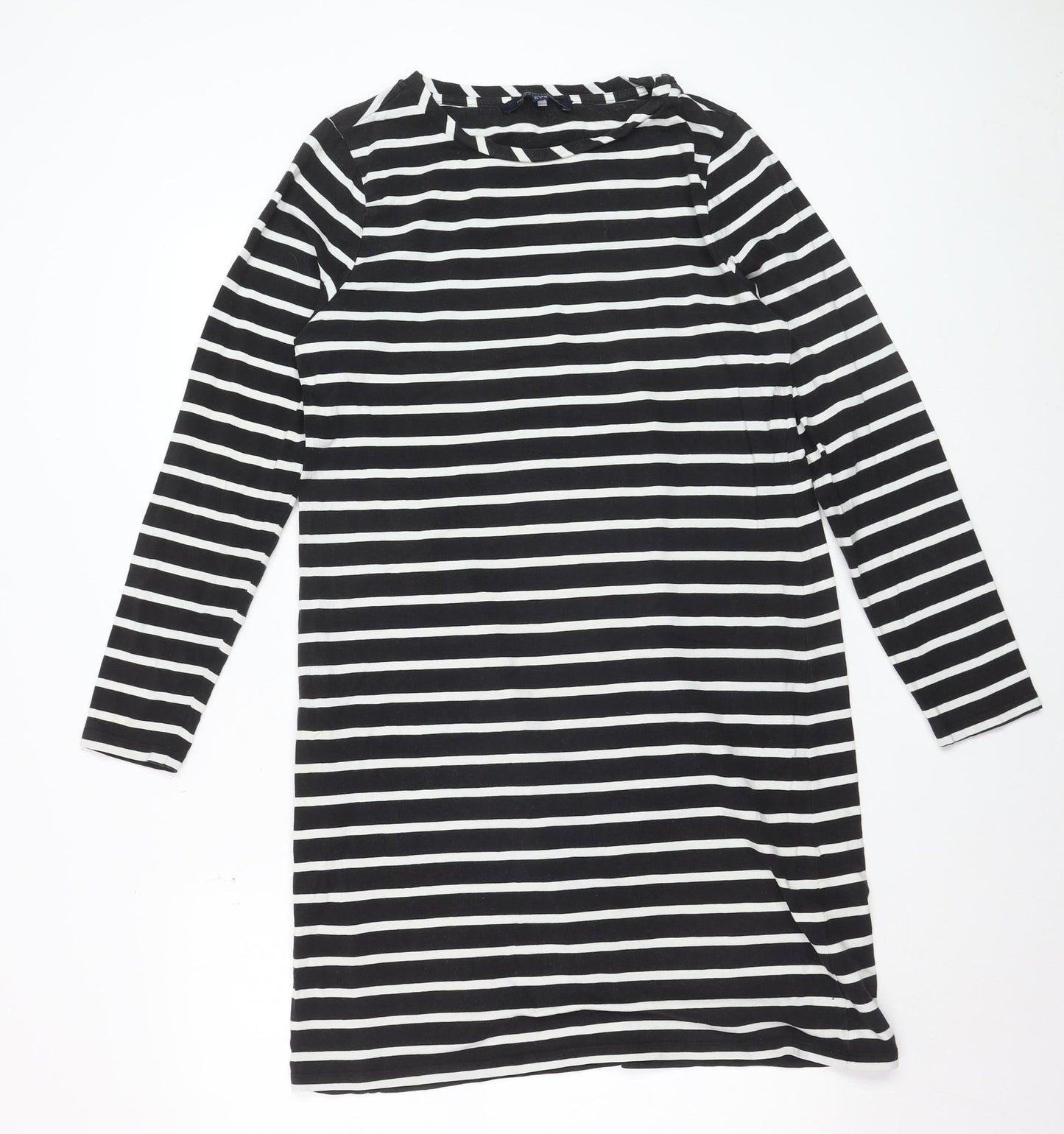 French Connection Women’s Black White Striped Long Sleeve Tunic Top Size 14