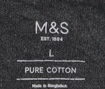 Marks and Spencer Men’s Grey Pure Cotton Long Sleeve Polo Shirt L