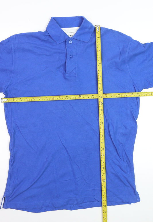 Greenwoods Mens Blue Cotton Short Sleeve Polo Shirt Medium