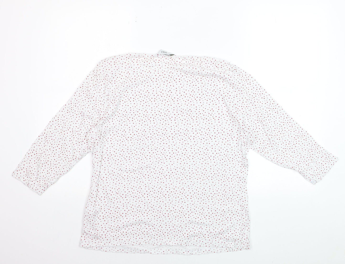 Marks and Spencer Womens White Red Polka Dot Cotton 3/4 Sleeve T-Shirt Size 18