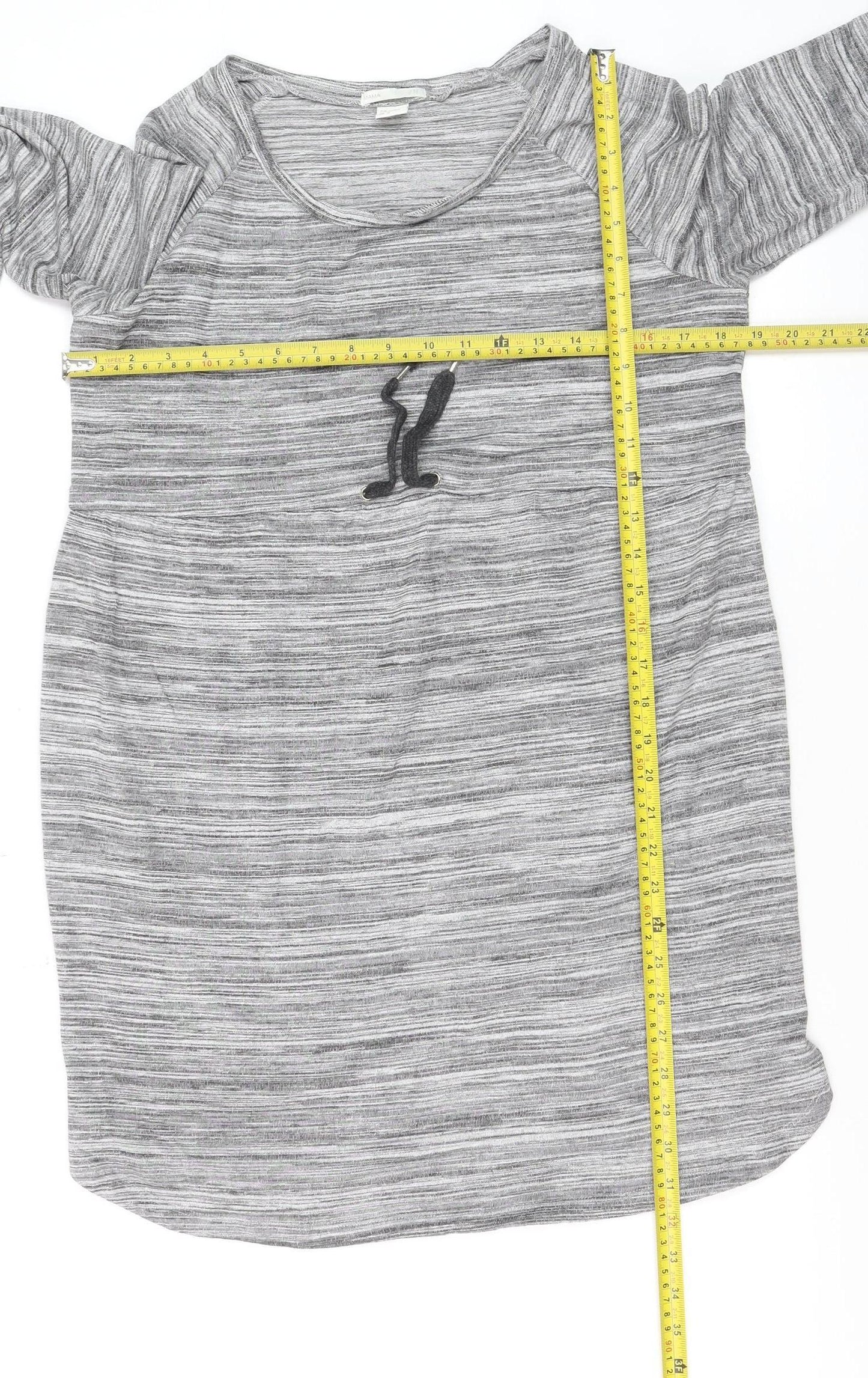 H&M MAMA Women's Grey Striped Long Sleeve Maternity Top Size 12