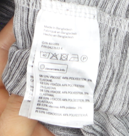 H&M MAMA Women's Grey Striped Long Sleeve Maternity Top Size 12