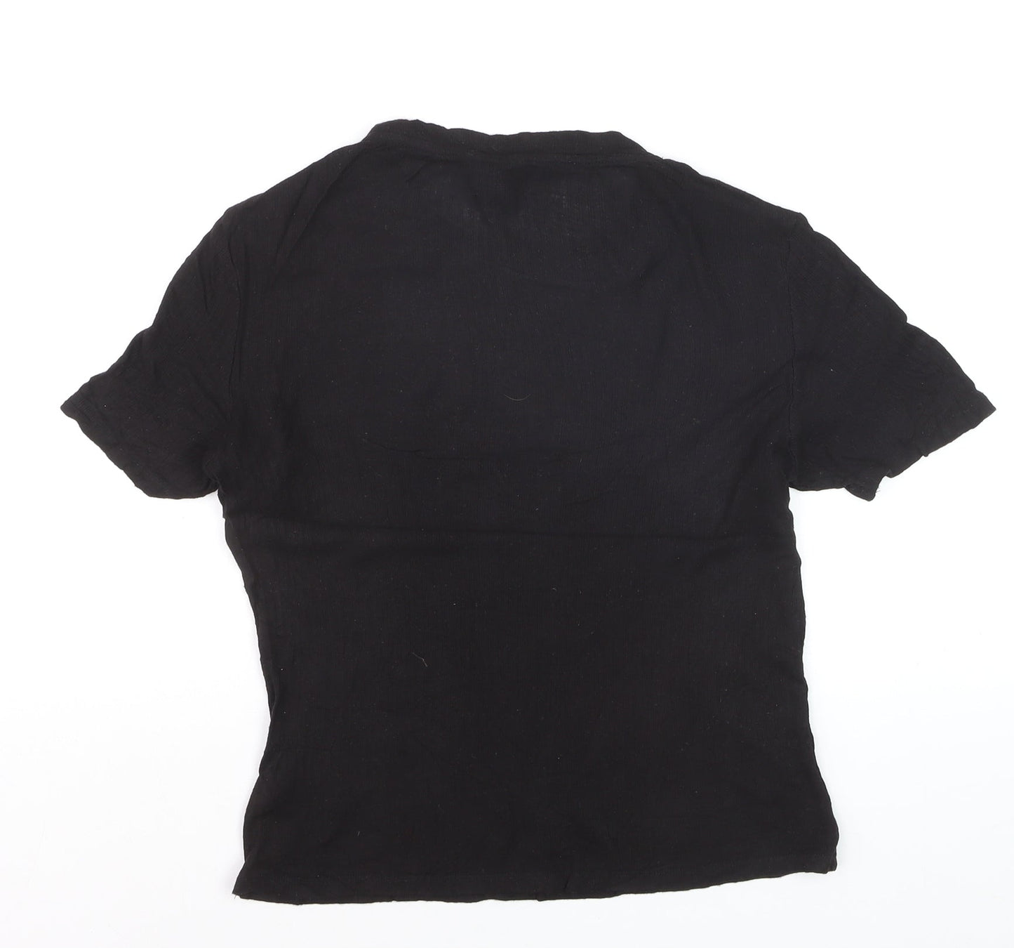 Monki Women Black Basic Cotton Short Sleeve T-Shirt L