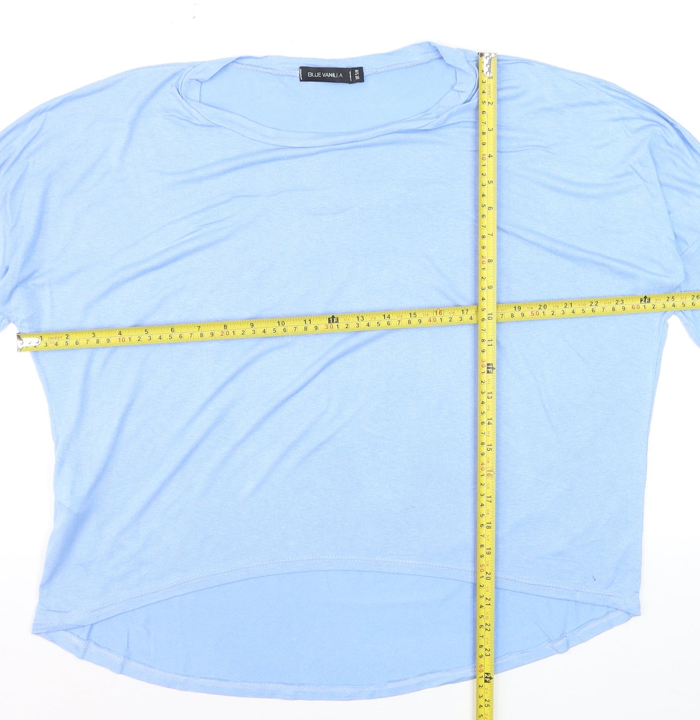 Blue Vanilla Women's Blue Relaxed Jersey 3/4 Sleeve T-Shirt S