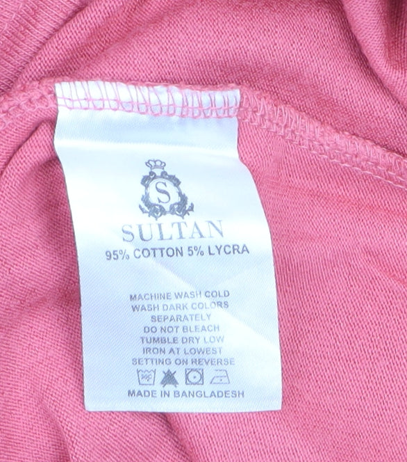 Sultan Men’s Pink Cotton Crew Neck Short Sleeve T-Shirt M
