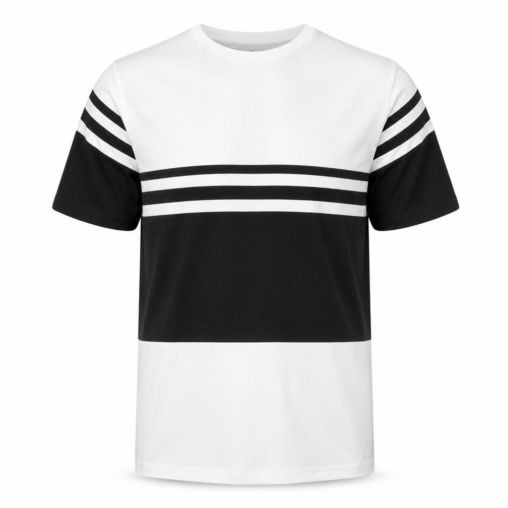 Pull&Bear Men's Black White Striped T-Shirt XS Cotton Crew Neck