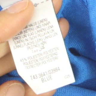 Marks and Spencer Women's Blue Linen Blend Short Sleeve Top Size 14