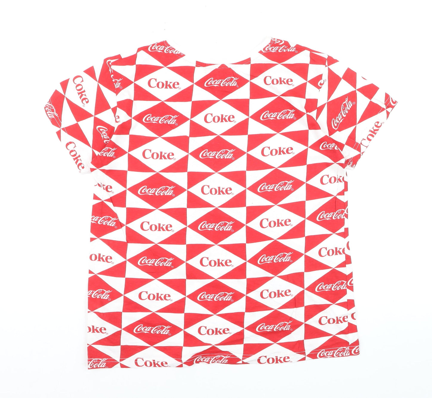 Coca-Cola Women's Red White Geometric Logo T-Shirt Size S