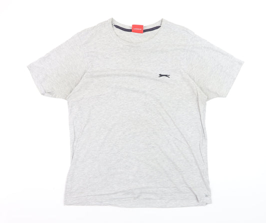 Slazenger Men's Grey Cotton Crew Neck Short Sleeve T-Shirt Size L