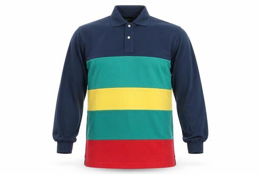 Hawkshead Sports Men's Multicoloured Long Sleeve Polo Shirt S