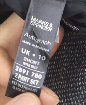 Marks and Spencer Women’s Grey Wool Blend Herringbone Trousers UK 10 Short