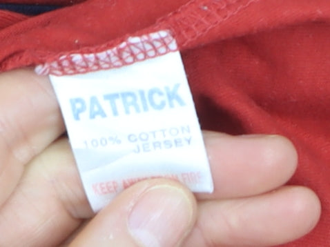 Patrick Men's Red Blue Crew Neck Short Sleeve Cotton T-Shirt Size L