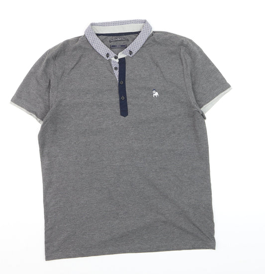 The Spitalfields Shirt Co Men’s Grey Polo Shirt Size L Collared Button-Down