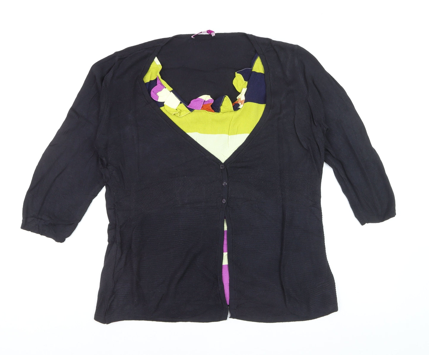 Marks and Spencer Per Una Womens Black 3/4 Sleeve Cardigan Size 16