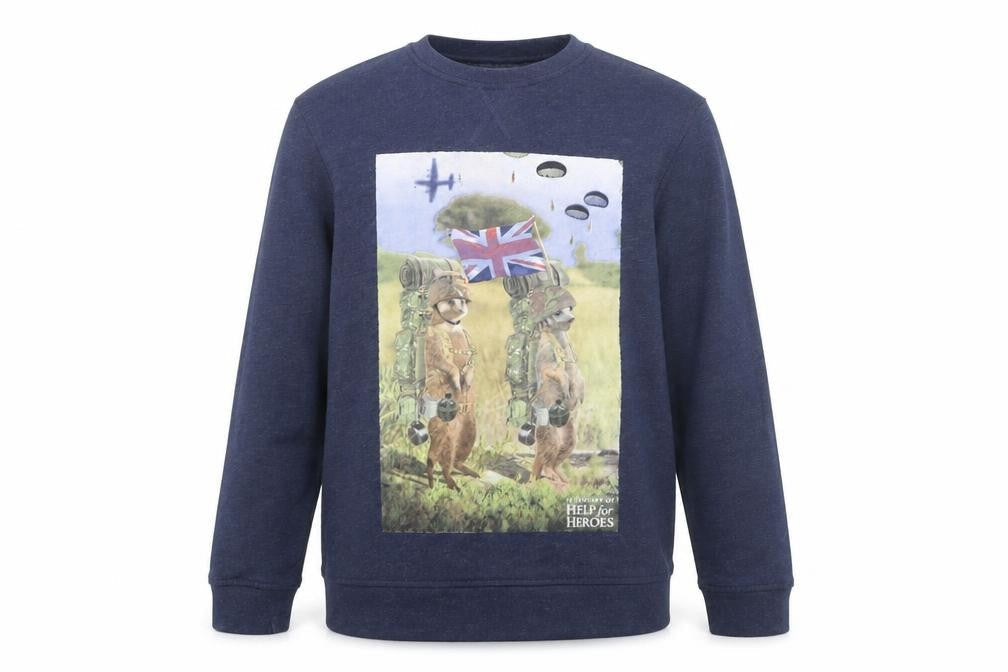 Red Herring Men's Blue Large Graphic Cotton Pullover Jumper