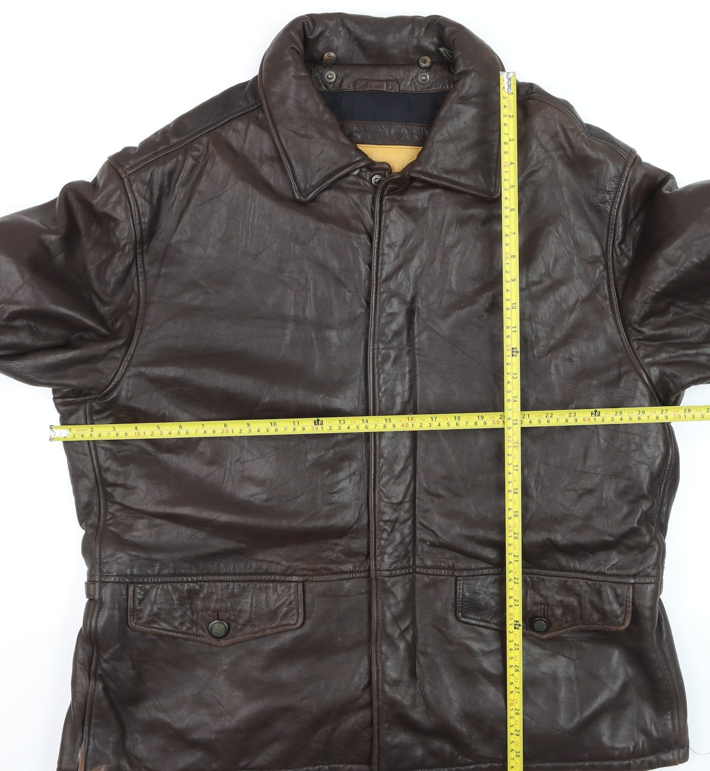 Timberland Men's Brown Leather Waterproof Lined Jacket XL