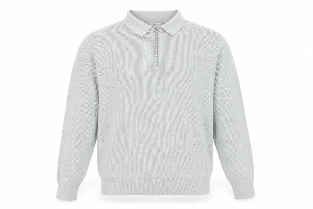 Marks & Spencer Men's Green Collared 1/2 Zip Cotton Blend Jumper M