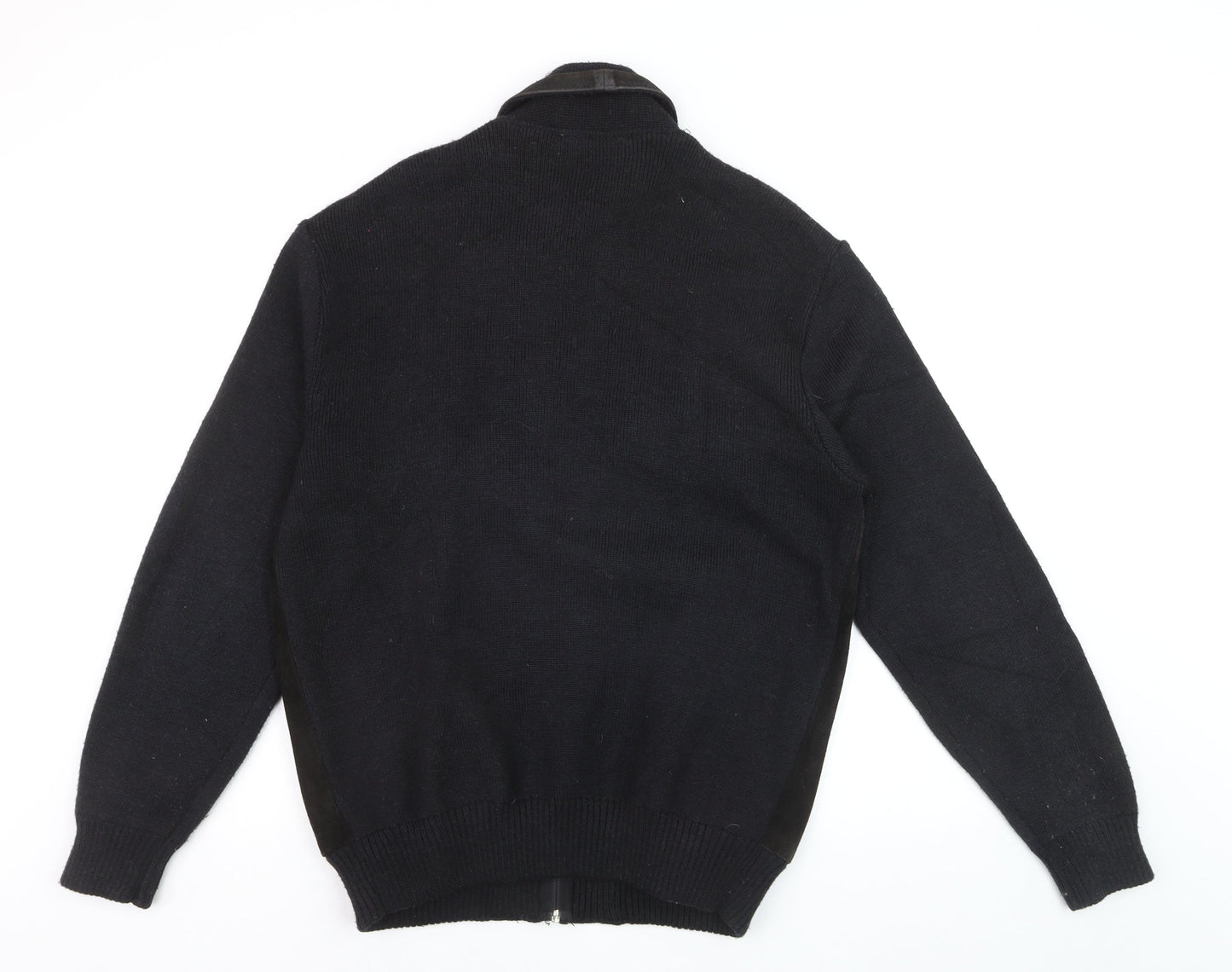 Gabicci Men's Black 3XL Wool Leather Bomber Jacket