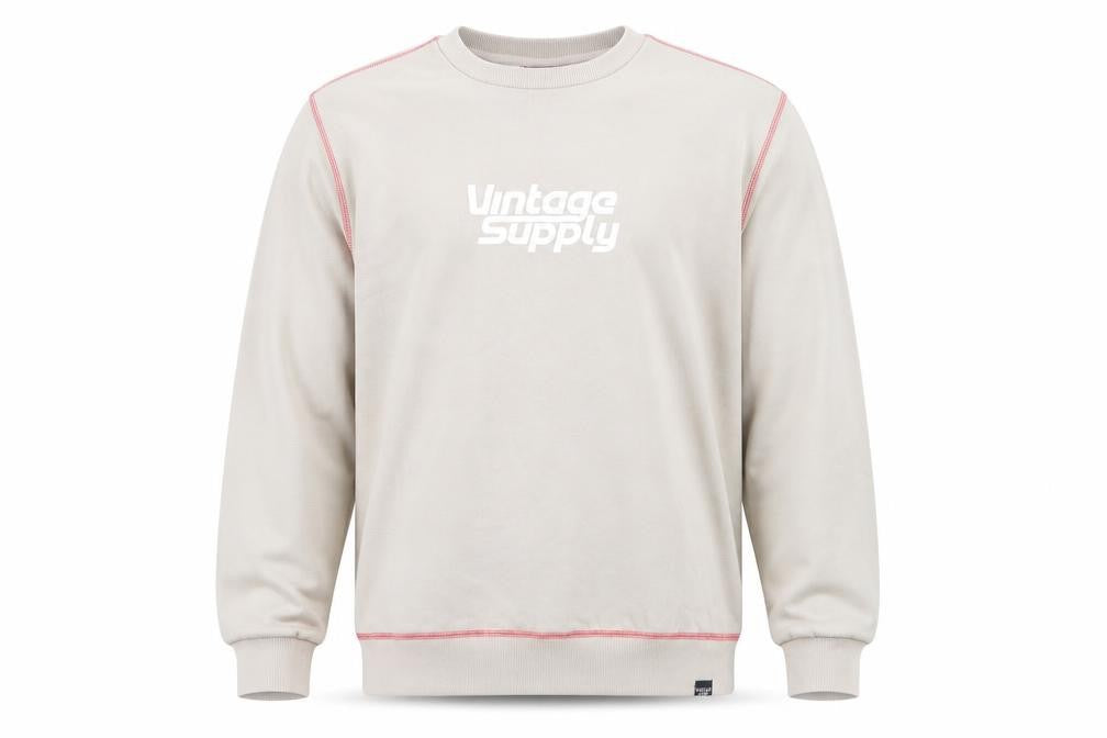Vintage Supply Men's Beige Graphic Pullover Sweatshirt M