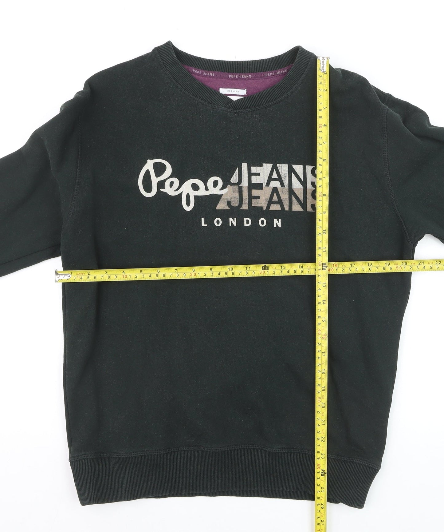 Pepe Jeans Mens Black Regular Fit Cotton Sweatshirt M