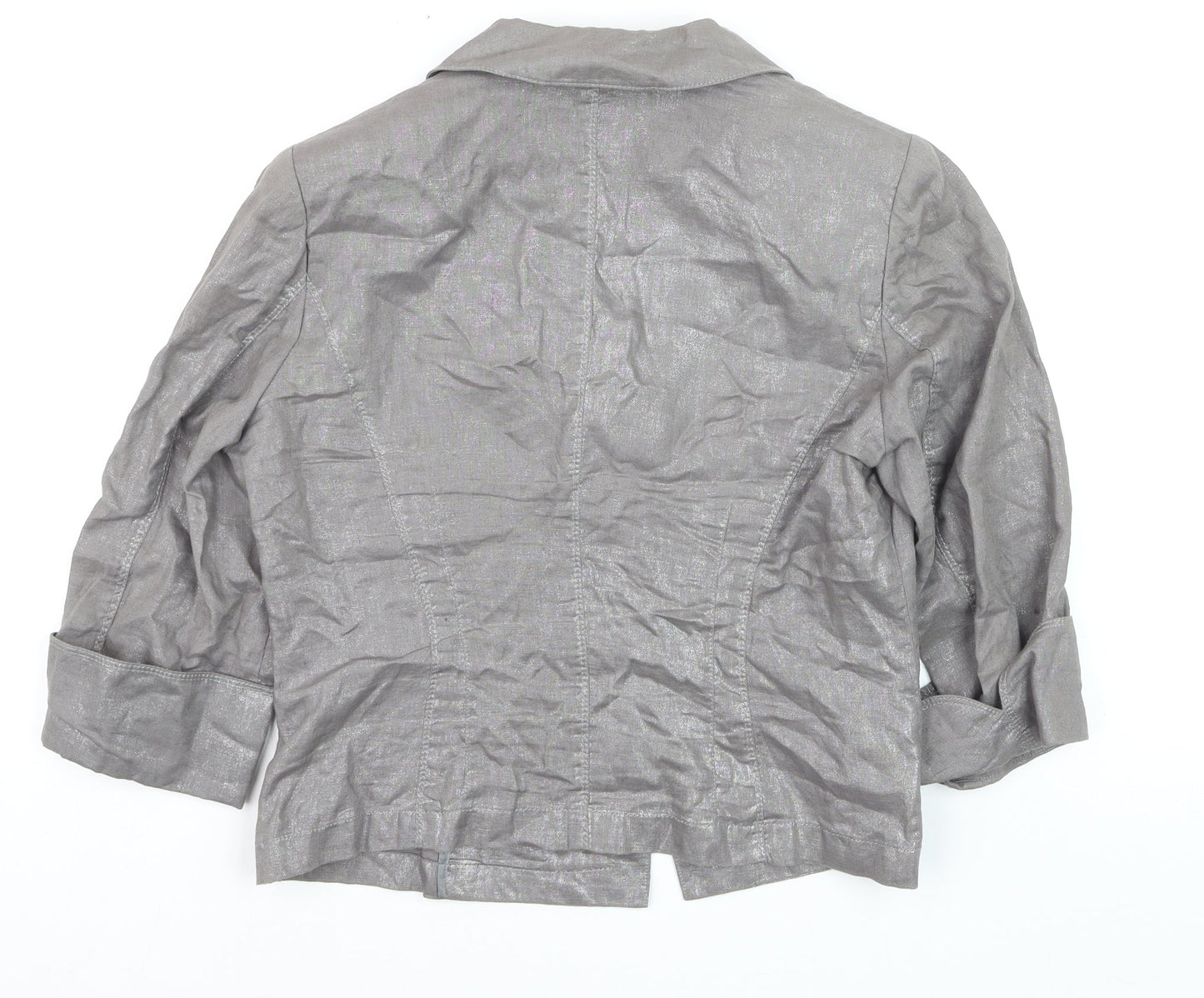 Marks and Spencer Per Una Grey Pure Linen Single Breasted Jacket Size 14